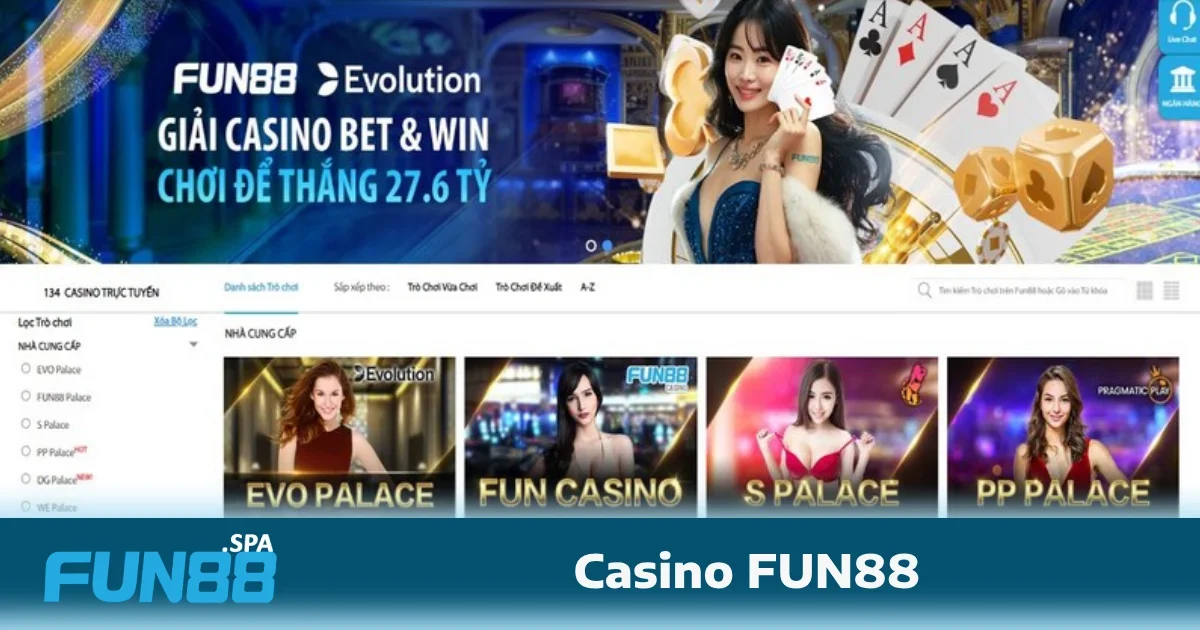 Casino Fun88 1 Để mang đến trải nghiệm chơi game chất lượng nhất, Casino FUN88 hợp tác với nhiều nhà cung cấp phần mềm hàng đầu thế giới.