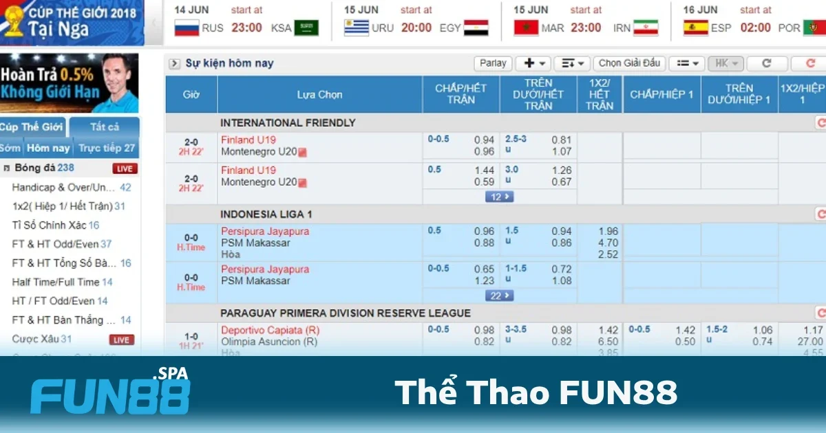 Thể Thao Fun88 3 Một trong những điểm nổi bật của Thể thao FUN88 là tính năng đặt cược theo diễn biến trận đấu cực kỳ tiện lợi.